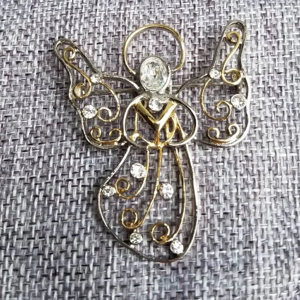 Eisenberg Ice Angel Brooch with Crystals